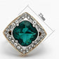 MATK1160 - Two-Tone IP Rose Gold Stainless Steel Ring with Synthetic Synthetic Glass in Blue Zircon