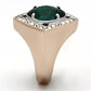 MATK1160 - Two-Tone IP Rose Gold Stainless Steel Ring with Synthetic Synthetic Glass in Blue Zircon