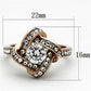 MATK1166 - Two-Tone IP Rose Gold Stainless Steel Ring with AAA Grade CZ  in Clear