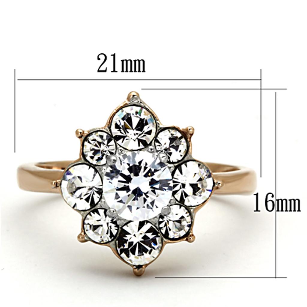 MATK1168 - Two-Tone IP Rose Gold Stainless Steel Ring with AAA Grade CZ  in Clear