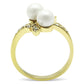 MATK116G - IP Gold(Ion Plating) Stainless Steel Ring with Synthetic Pearl in White