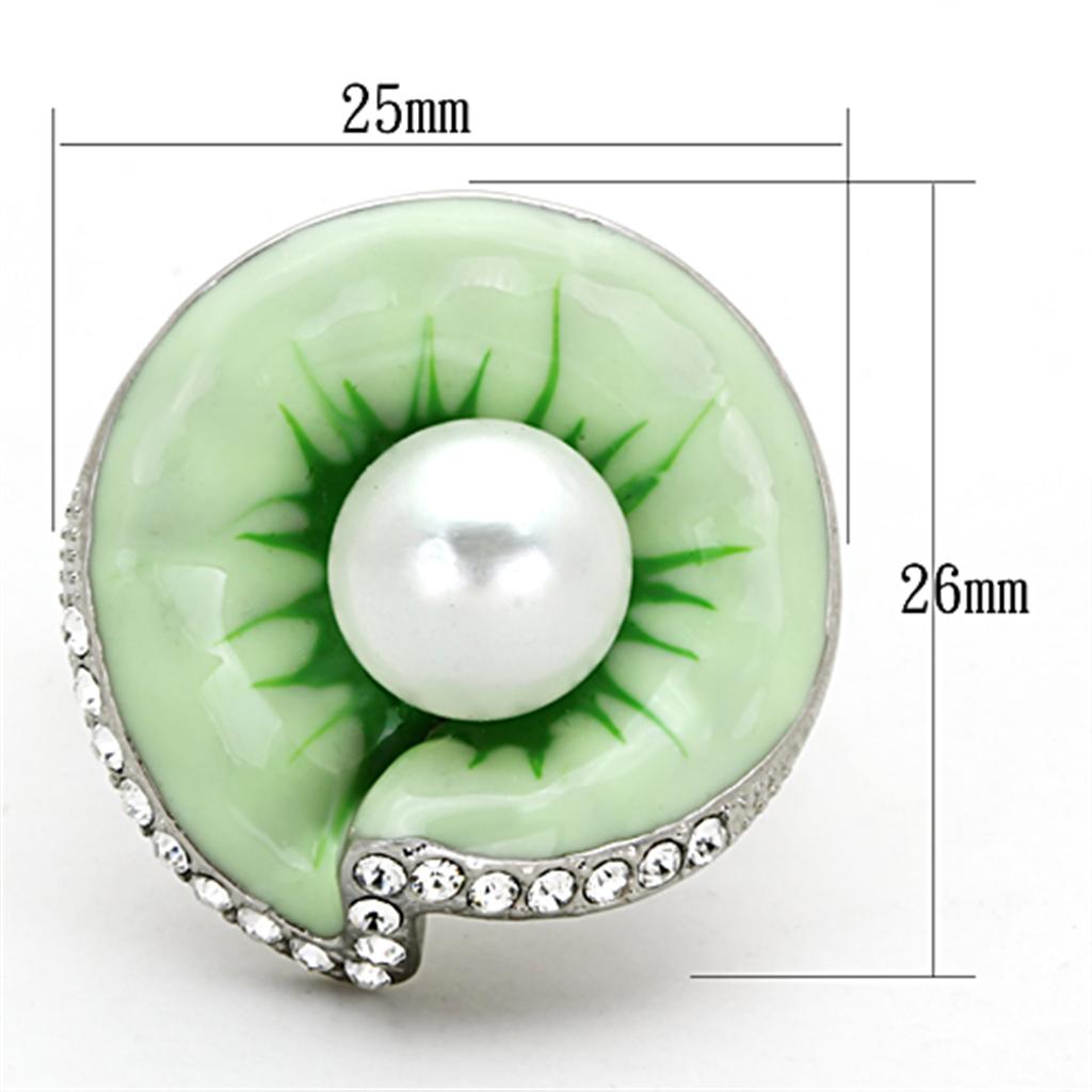 MATK1171 - High polished (no plating) Stainless Steel Ring with Synthetic Pearl in White