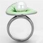 MATK1171 - High polished (no plating) Stainless Steel Ring with Synthetic Pearl in White