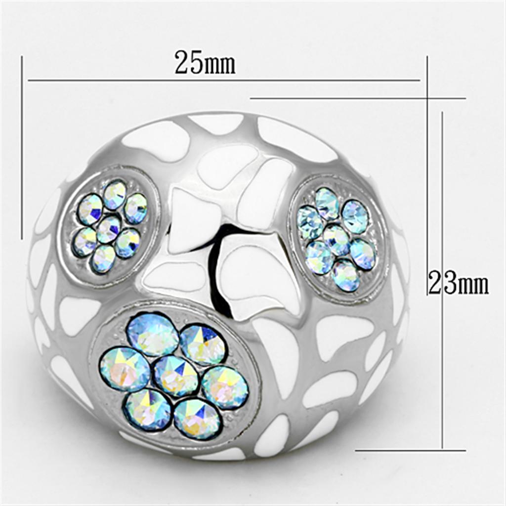 MATK1172 - High polished (no plating) Stainless Steel Ring with Top Grade Crystal  in Aquamarine AB