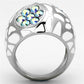 MATK1172 - High polished (no plating) Stainless Steel Ring with Top Grade Crystal  in Aquamarine AB