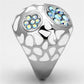 MATK1172 - High polished (no plating) Stainless Steel Ring with Top Grade Crystal  in Aquamarine AB