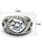MATK1176 - High polished (no plating) Stainless Steel Ring with AAA Grade CZ  in Clear
