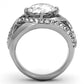 MATK1176 - High polished (no plating) Stainless Steel Ring with AAA Grade CZ  in Clear