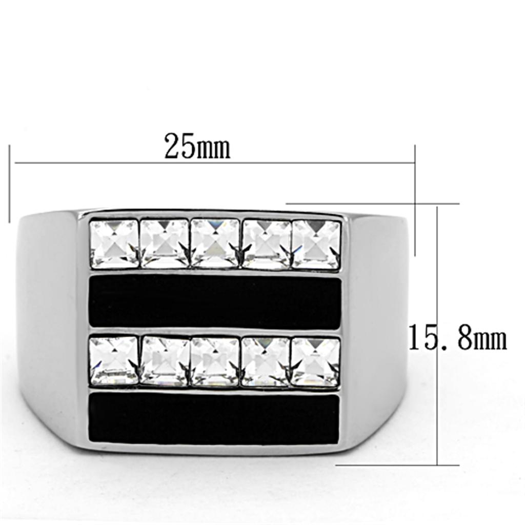 MATK1177 - High polished (no plating) Stainless Steel Ring with Top Grade Crystal  in Clear