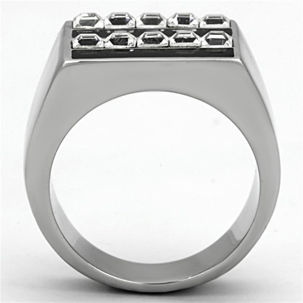 MATK1177 - High polished (no plating) Stainless Steel Ring with Top Grade Crystal  in Clear