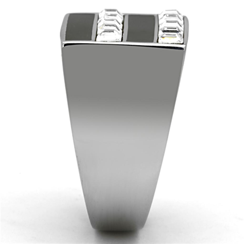 MATK1177 - High polished (no plating) Stainless Steel Ring with Top Grade Crystal  in Clear