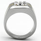 MATK1178 - Two-Tone IP Gold (Ion Plating) Stainless Steel Ring with Top Grade Crystal  in Clear
