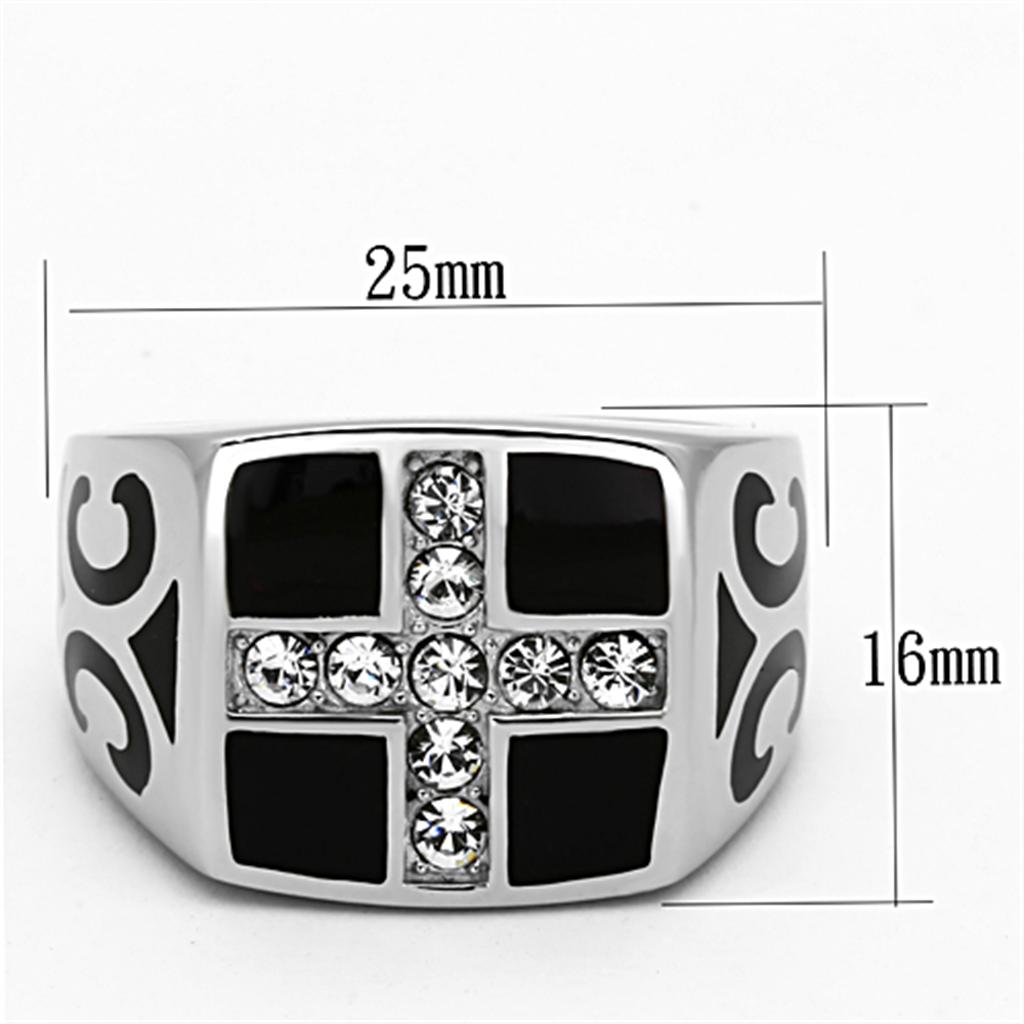 MATK1179 - High polished (no plating) Stainless Steel Ring with Top Grade Crystal  in Clear