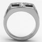 MATK1179 - High polished (no plating) Stainless Steel Ring with Top Grade Crystal  in Clear