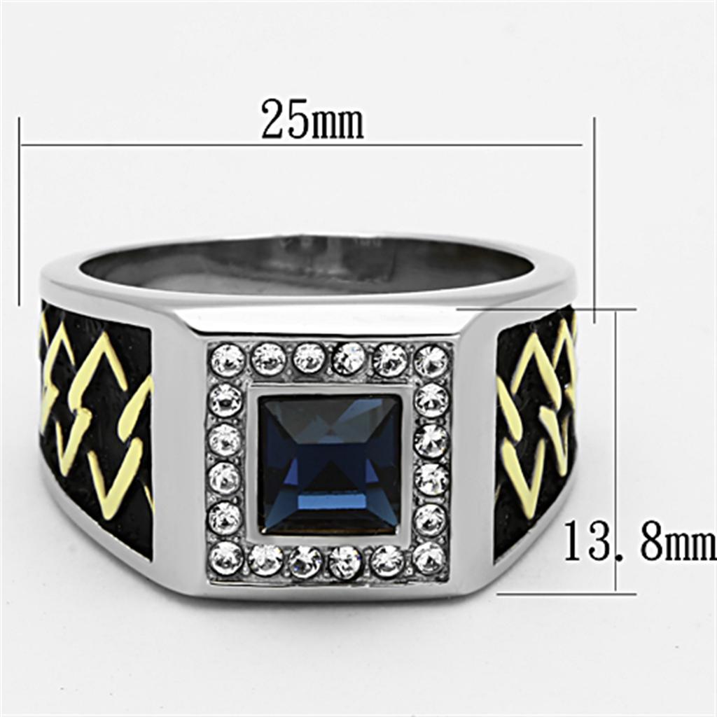 MATK1180 - Two-Tone IP Gold (Ion Plating) Stainless Steel Ring with Top Grade Crystal  in Montana
