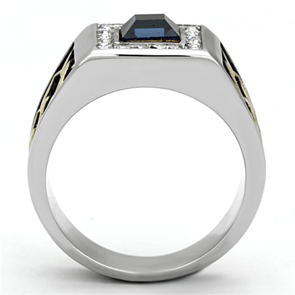 MATK1180 - Two-Tone IP Gold (Ion Plating) Stainless Steel Ring with Top Grade Crystal  in Montana