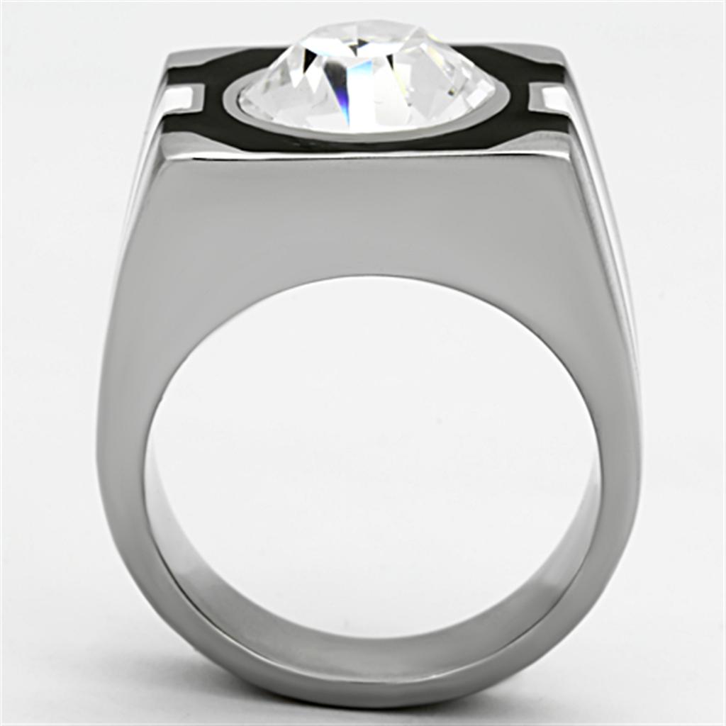 MATK1181 - High polished (no plating) Stainless Steel Ring with Top Grade Crystal  in Clear
