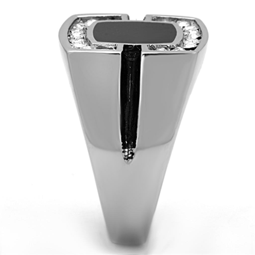 MATK1183 - High polished (no plating) Stainless Steel Ring with Top Grade Crystal  in Clear