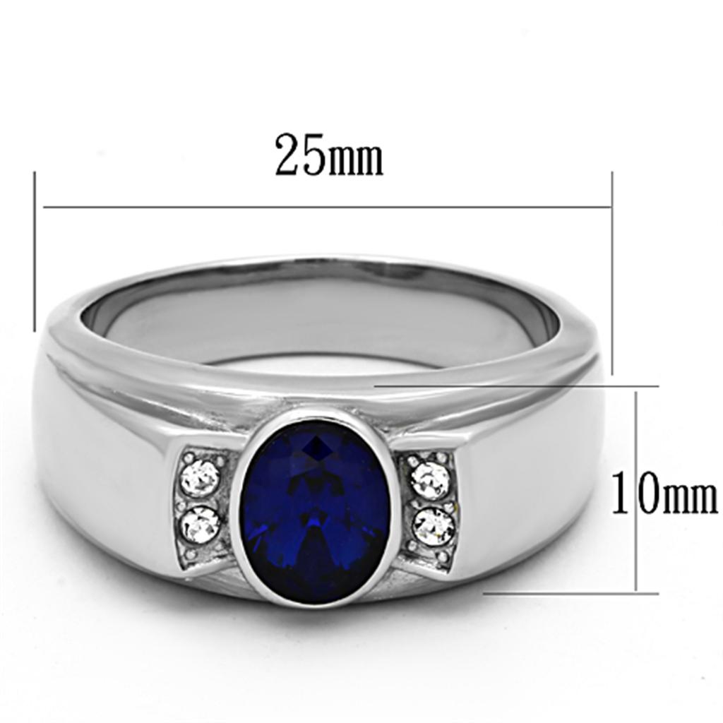 MATK1184 - High polished (no plating) Stainless Steel Ring with Synthetic Synthetic Glass in Montana