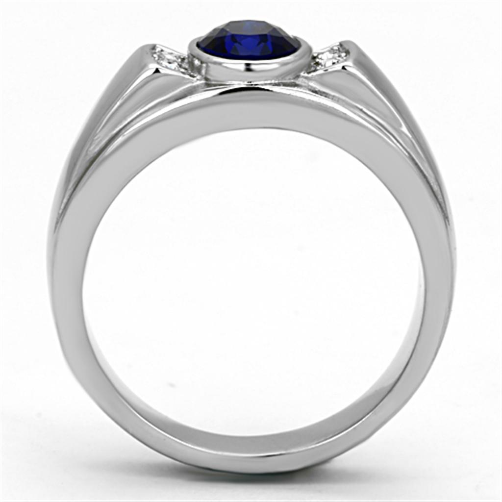 MATK1184 - High polished (no plating) Stainless Steel Ring with Synthetic Synthetic Glass in Montana