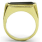 MATK1188 - IP Gold(Ion Plating) Stainless Steel Ring with Synthetic Synthetic Glass in Jet