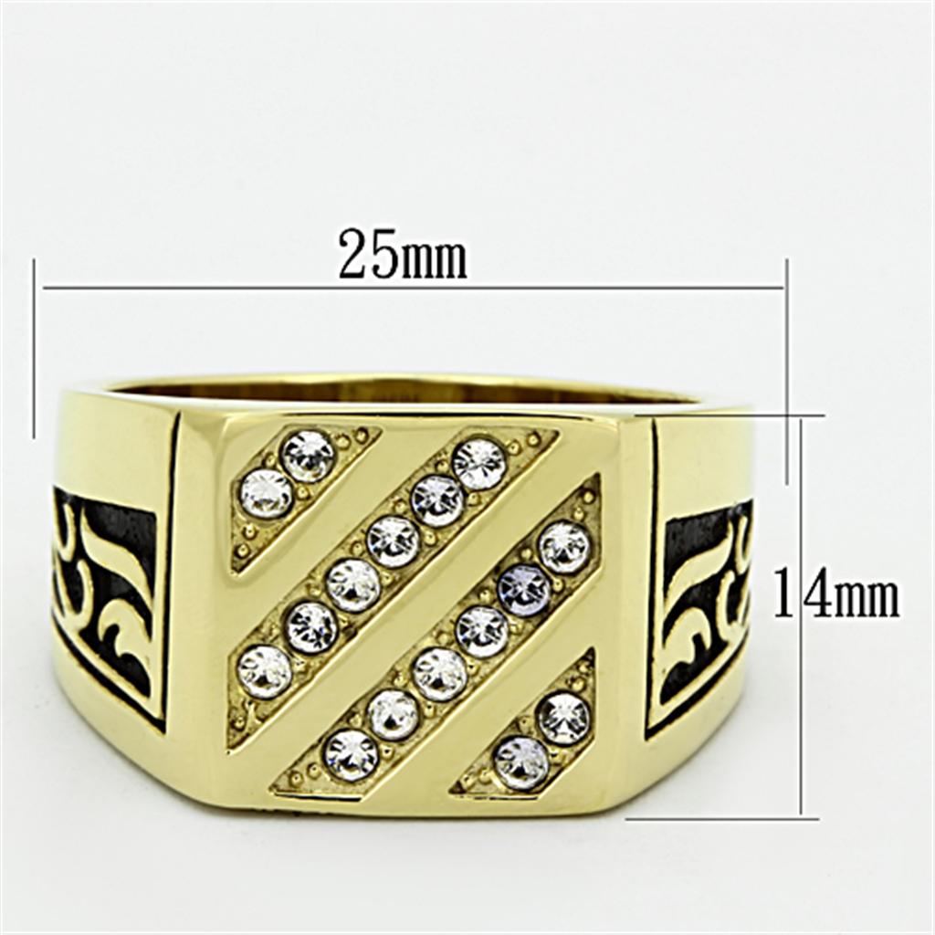 MATK1189 - IP Gold(Ion Plating) Stainless Steel Ring with Top Grade Crystal  in Clear