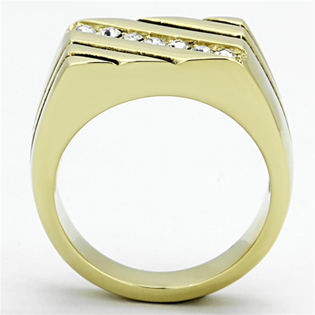 MATK1190 - IP Gold(Ion Plating) Stainless Steel Ring with Top Grade Crystal  in Clear