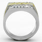 MATK1193 - Two-Tone IP Gold (Ion Plating) Stainless Steel Ring with Top Grade Crystal  in Clear