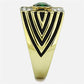 MATK1195 - Two-Tone IP Gold (Ion Plating) Stainless Steel Ring with Synthetic Synthetic Glass in Emerald