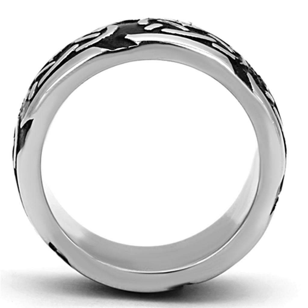 MATK1197 - High polished (no plating) Stainless Steel Ring with Epoxy  in Jet