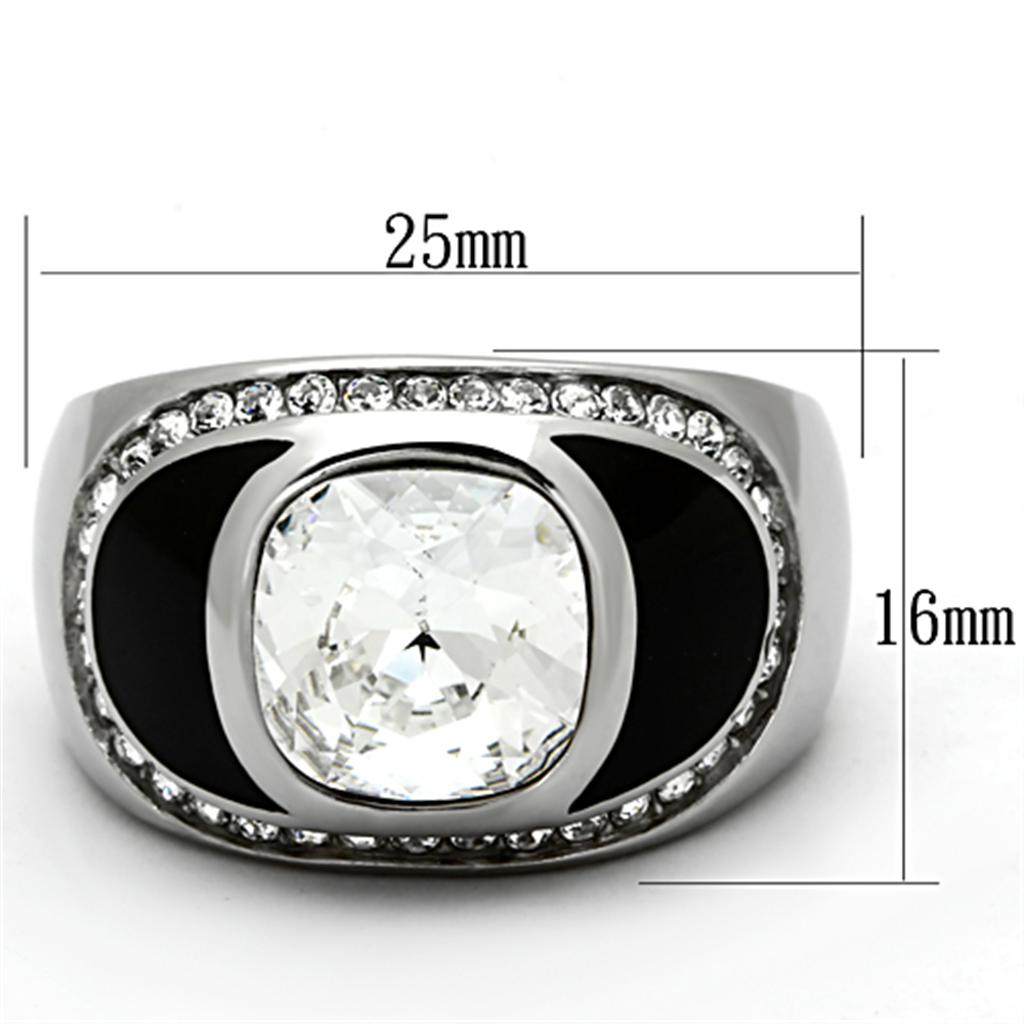 MATK1199 - High polished (no plating) Stainless Steel Ring with Top Grade Crystal  in Clear