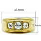 MATK119G - IP Gold(Ion Plating) Stainless Steel Ring with Top Grade Crystal  in Clear