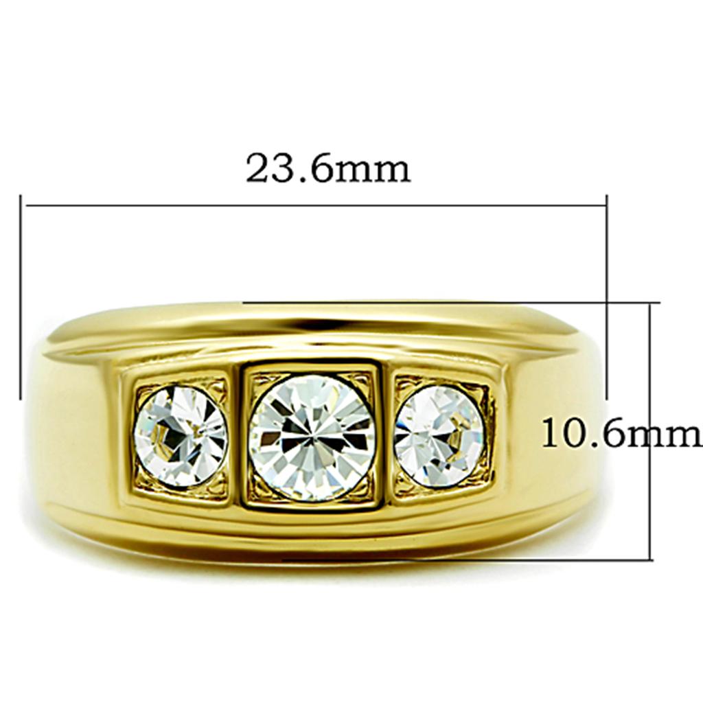 MATK119G - IP Gold(Ion Plating) Stainless Steel Ring with Top Grade Crystal  in Clear