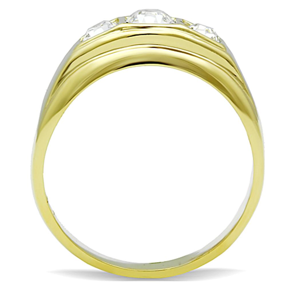 MATK119G - IP Gold(Ion Plating) Stainless Steel Ring with Top Grade Crystal  in Clear