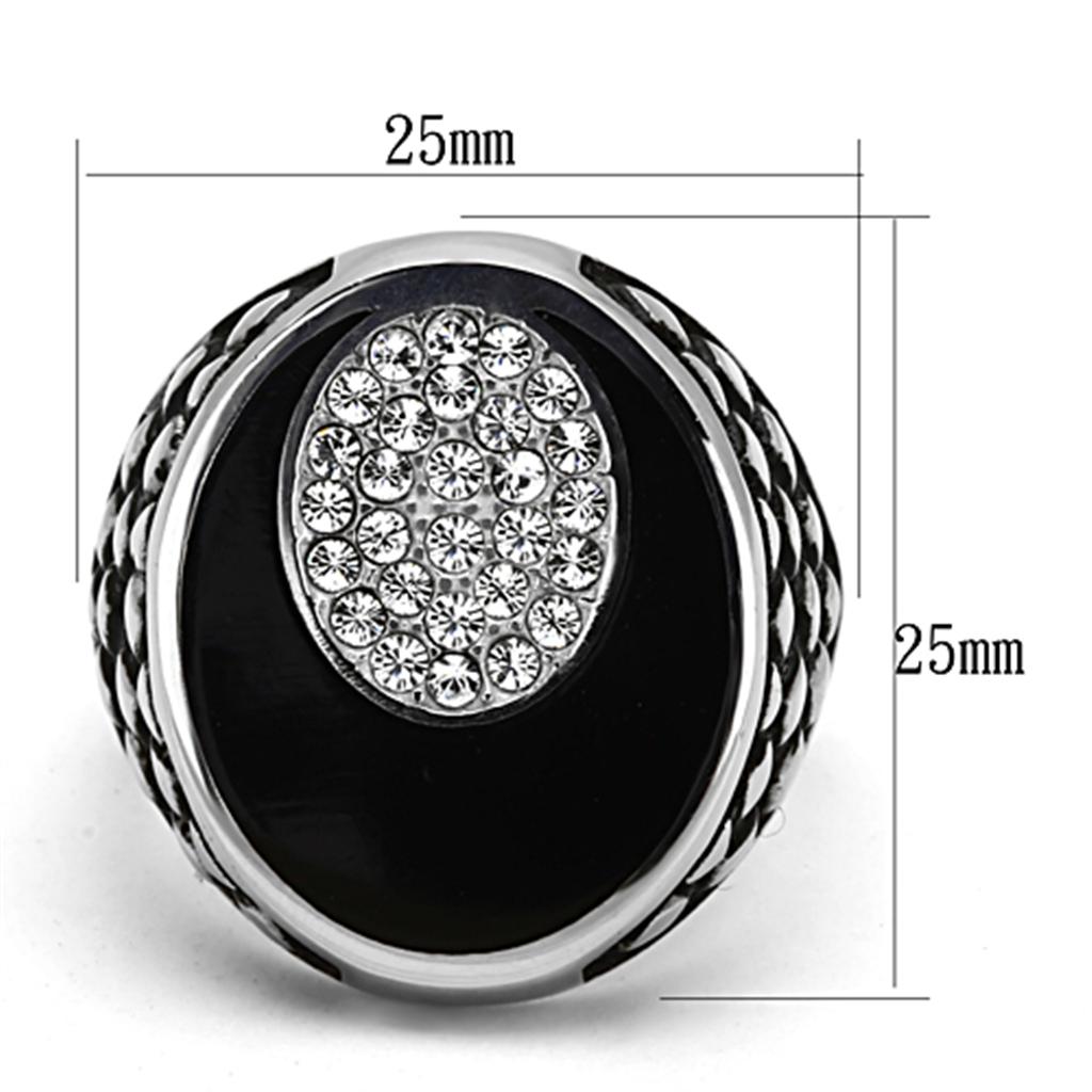MATK1200 - High polished (no plating) Stainless Steel Ring with Top Grade Crystal  in Clear