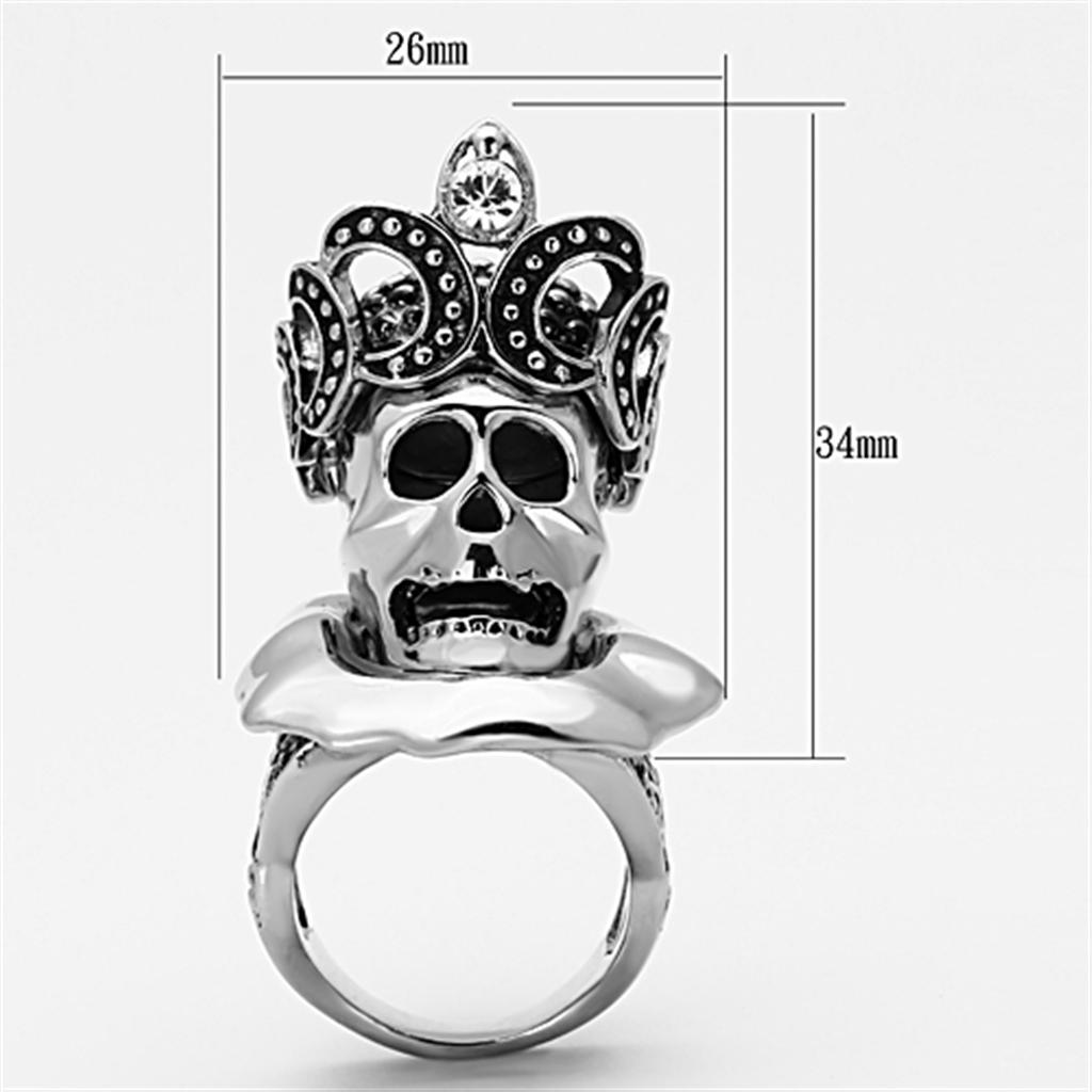 MATK1201 - High polished (no plating) Stainless Steel Ring with Top Grade Crystal  in Clear