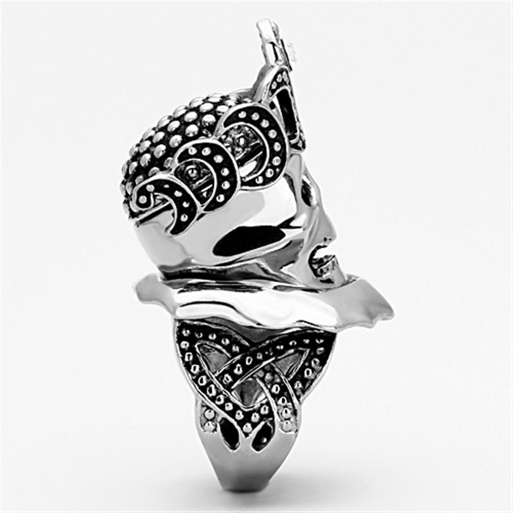MATK1201 - High polished (no plating) Stainless Steel Ring with Top Grade Crystal  in Clear