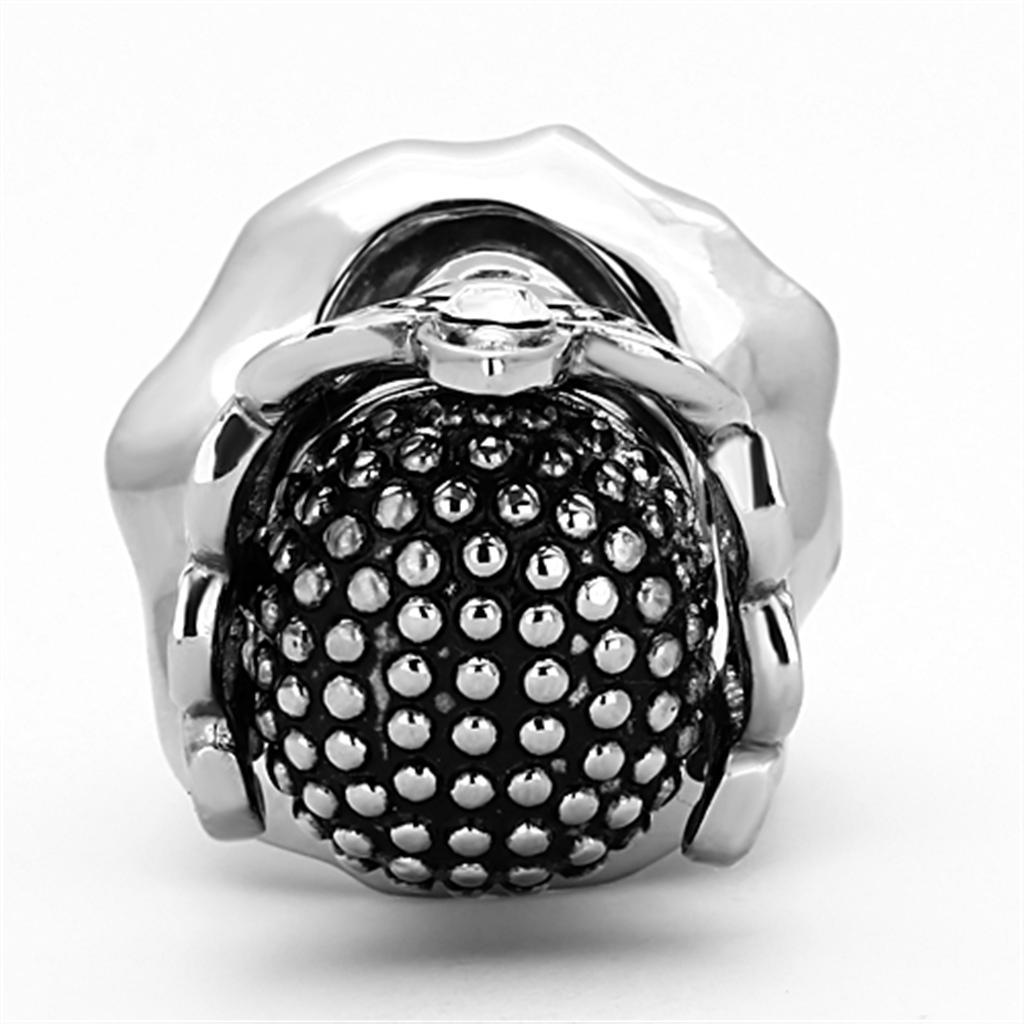 MATK1201 - High polished (no plating) Stainless Steel Ring with Top Grade Crystal  in Clear