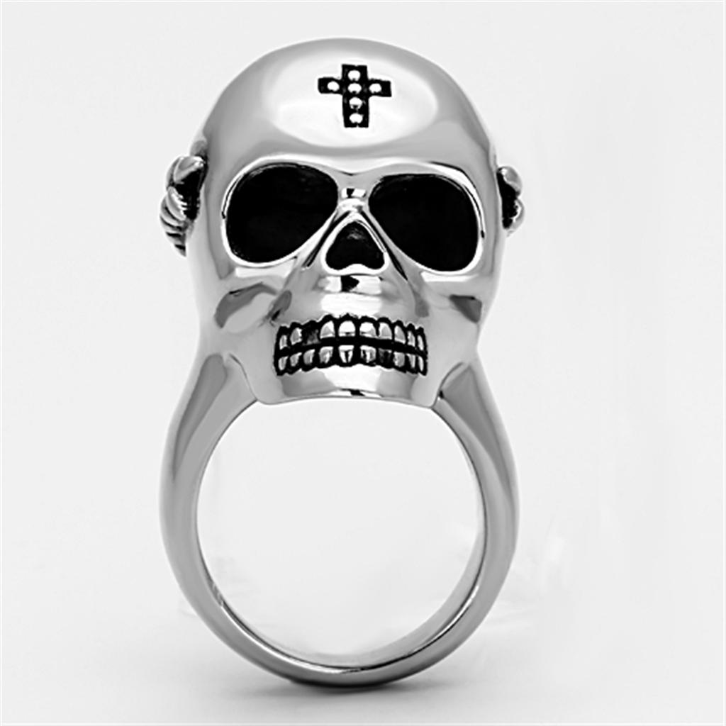 MATK1202 - High polished (no plating) Stainless Steel Ring with Epoxy  in Jet