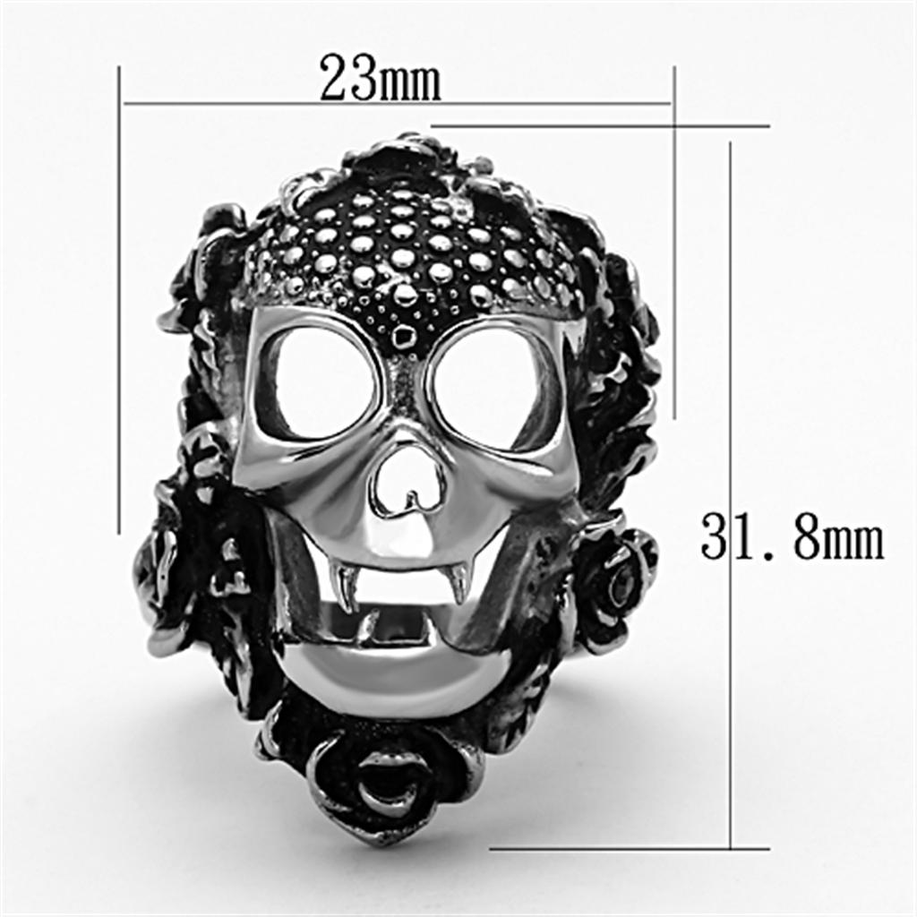 MATK1203 - High polished (no plating) Stainless Steel Ring with Top Grade Crystal  in Black Diamond