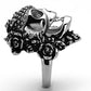 MATK1203 - High polished (no plating) Stainless Steel Ring with Top Grade Crystal  in Black Diamond