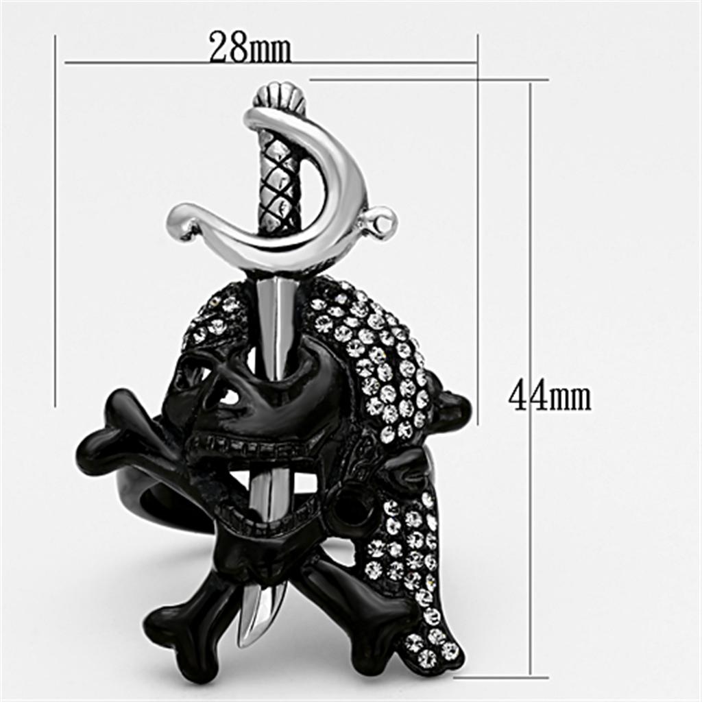 MATK1204 - Two-Tone IP Black Stainless Steel Ring with Top Grade Crystal  in Black Diamond