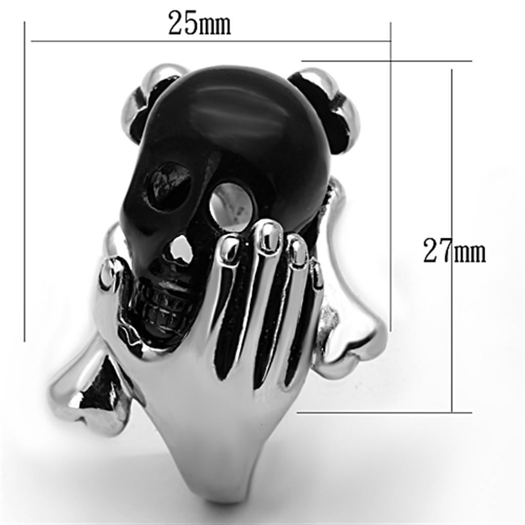 MATK1206 - Two-Tone IP Black Stainless Steel Ring with Epoxy  in Jet