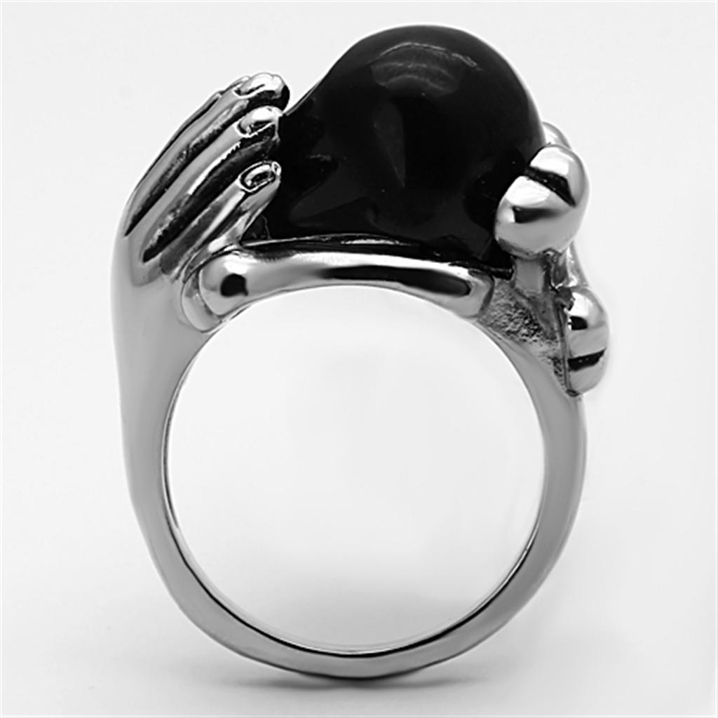 MATK1206 - Two-Tone IP Black Stainless Steel Ring with Epoxy  in Jet