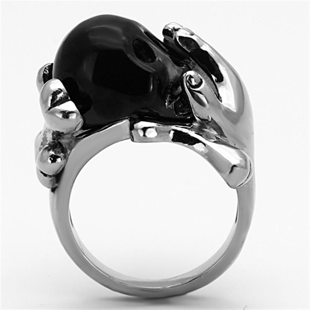 MATK1206 - Two-Tone IP Black Stainless Steel Ring with Epoxy  in Jet
