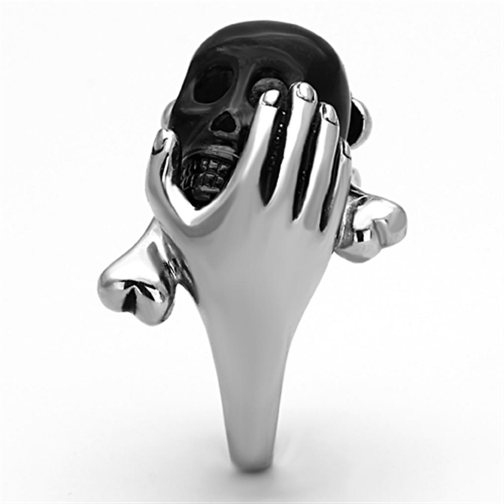MATK1206 - Two-Tone IP Black Stainless Steel Ring with Epoxy  in Jet