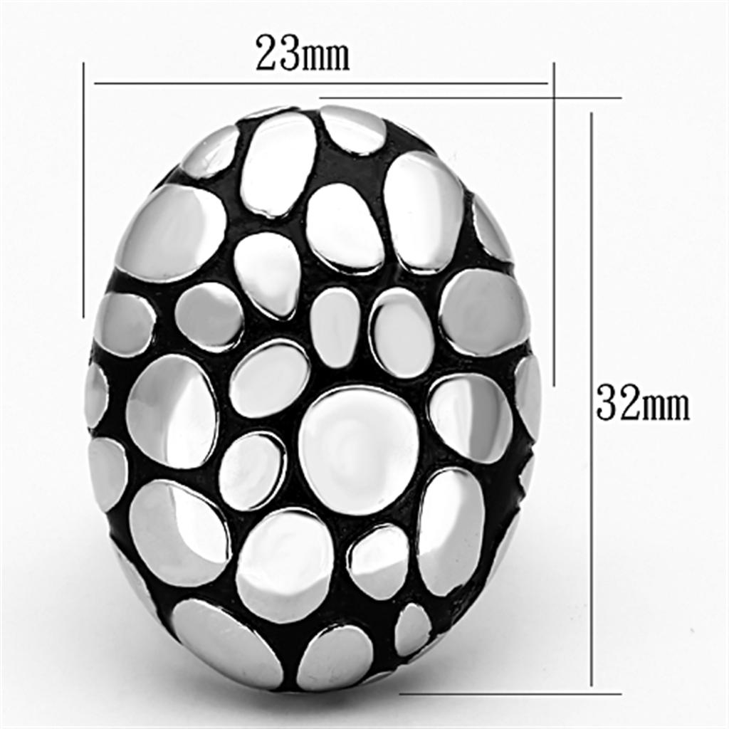 MATK1208 - High polished (no plating) Stainless Steel Ring with Epoxy  in Jet