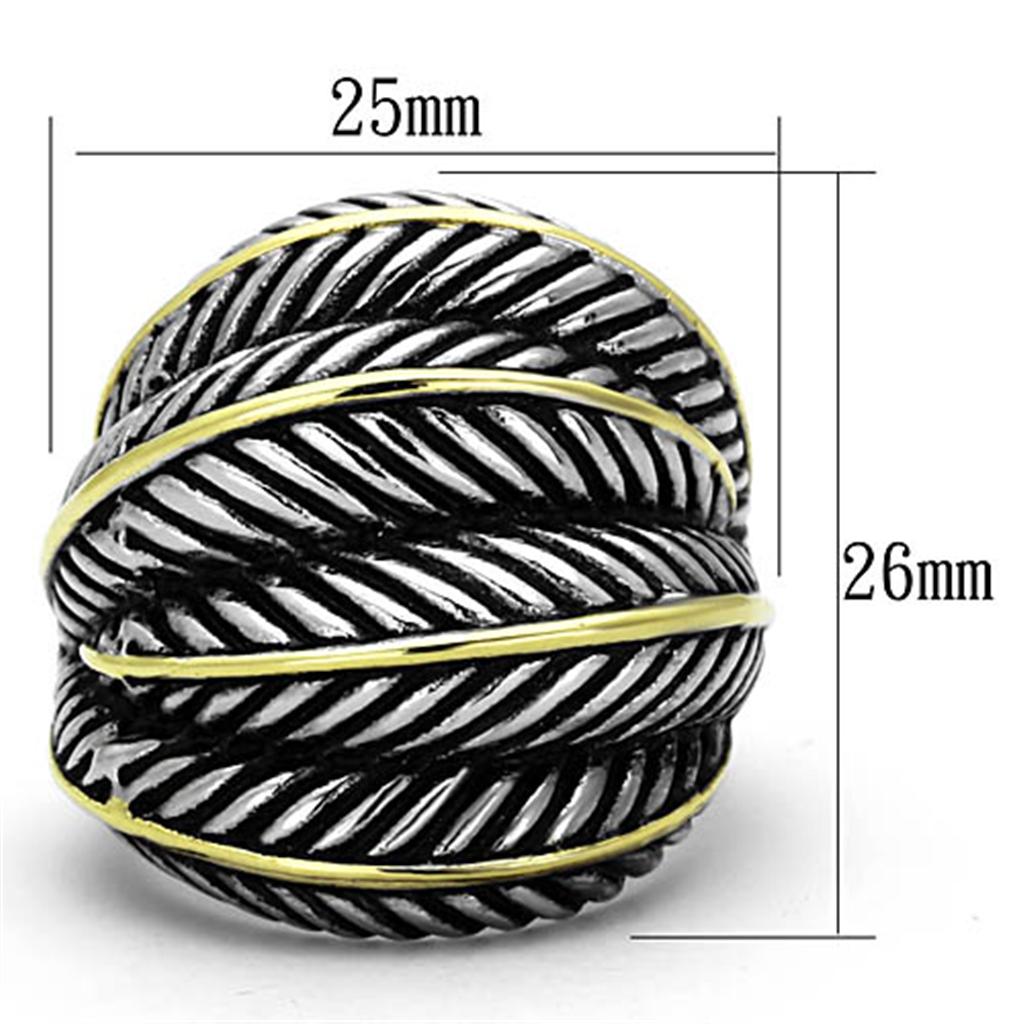 MATK1209 - Two-Tone IP Gold (Ion Plating) Stainless Steel Ring with Epoxy  in Jet