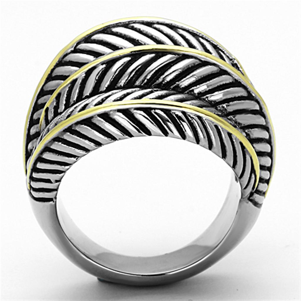 MATK1209 - Two-Tone IP Gold (Ion Plating) Stainless Steel Ring with Epoxy  in Jet