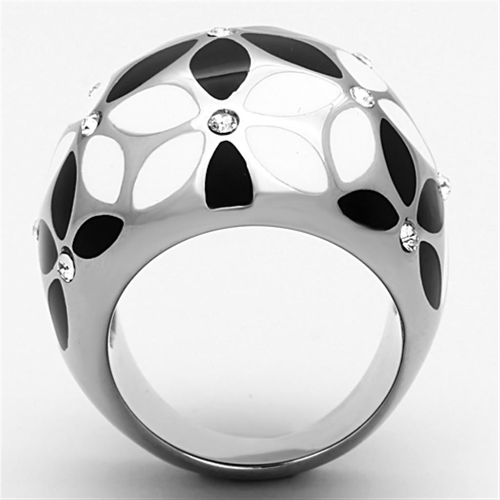 MATK1210 - High polished (no plating) Stainless Steel Ring with Top Grade Crystal  in Clear